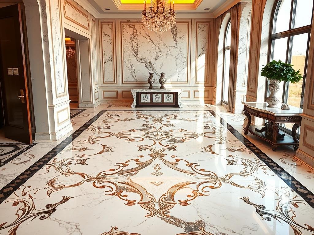 تركيب رخام فاخر لأرضية فيلا في الكويت