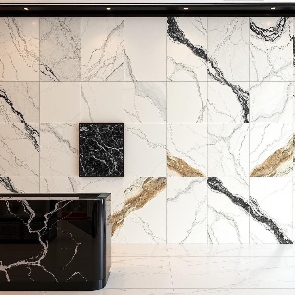 تصميم رخامي مخصص لجدران صالة استقبال