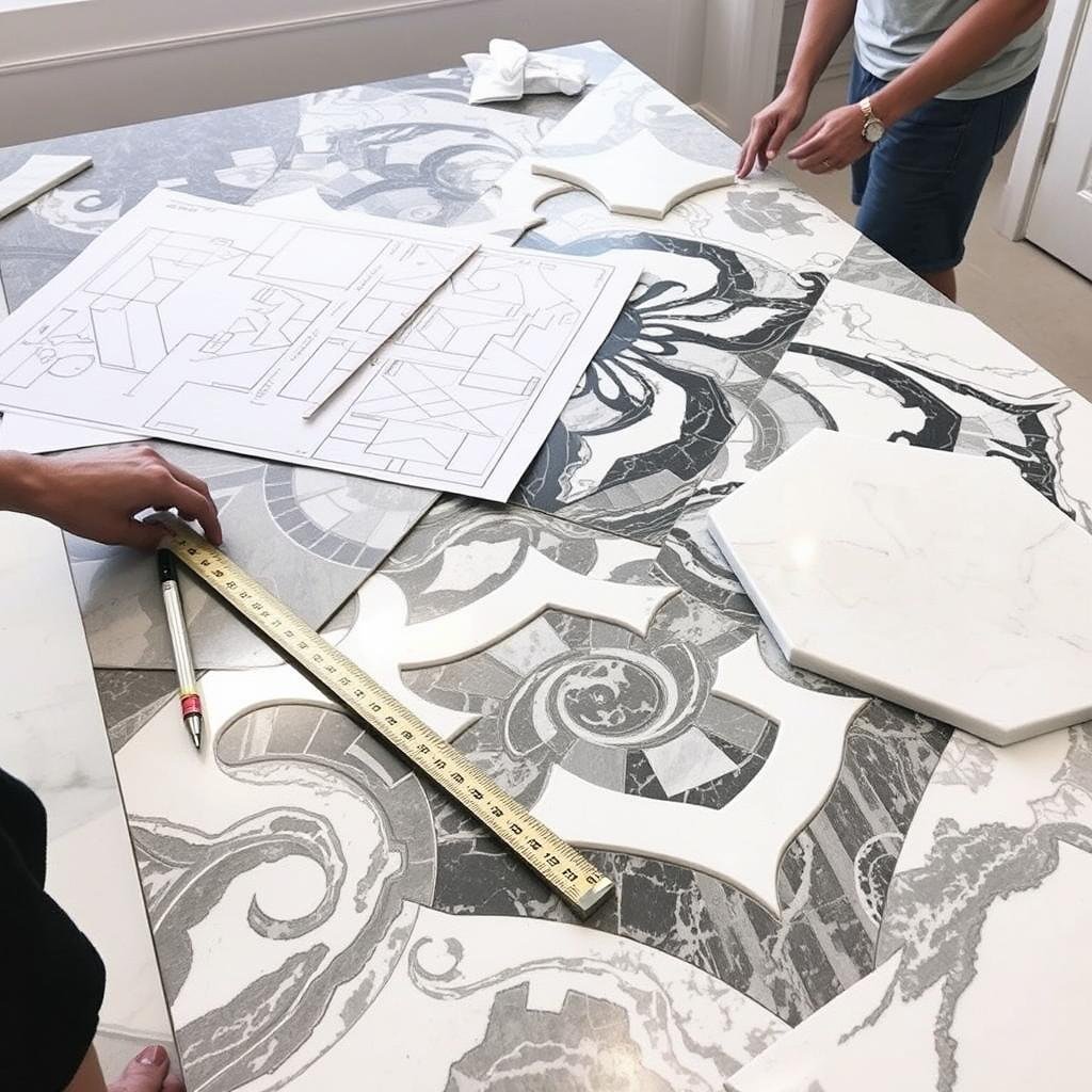 تصميم وتفصيل رخام حسب الطلب لمشروع فاخر