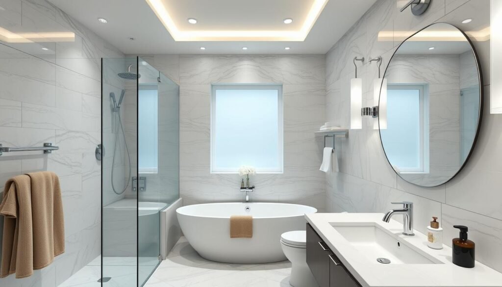 حمام عصري بعد ترميمه من قبل شركة ترميم حمامات الصديق