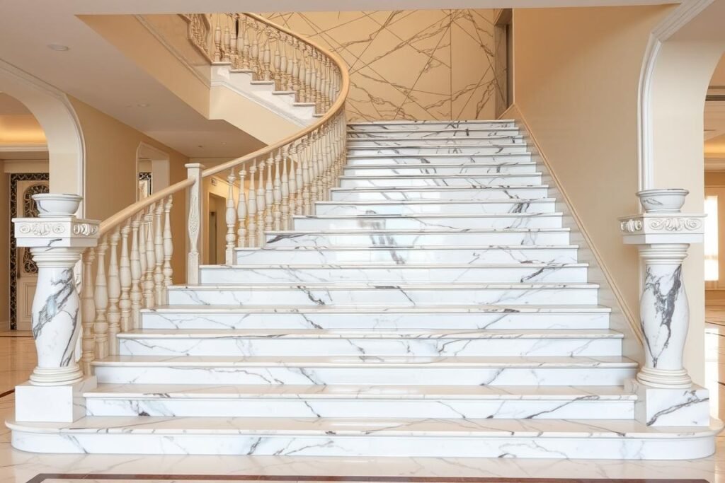 درج رخامي أنيق في فيلا كويتية