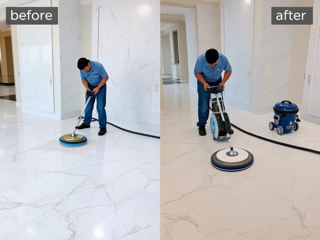 عملية تنظيف وتلميع الرخام بواسطة فني رخام محترف في الكويت