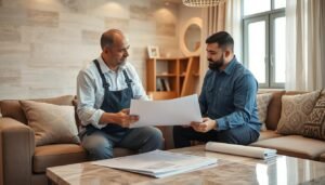 عميل يتشاور مع مقاول تكسير سيراميك في الكويت