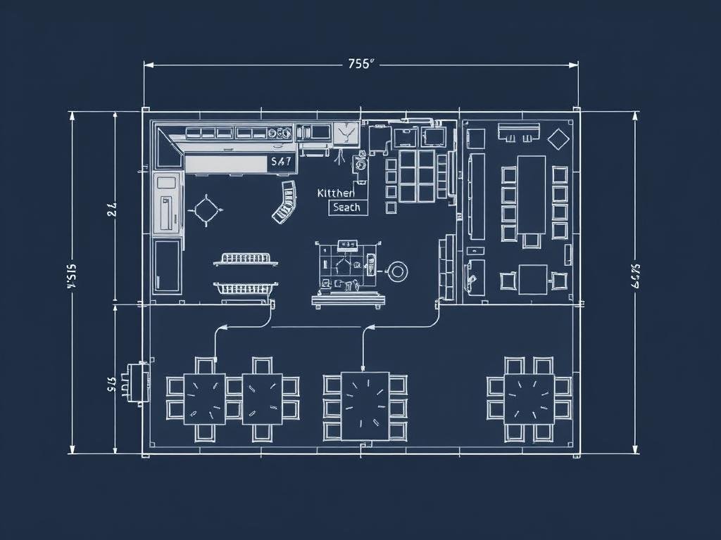 مخطط هندسي لتجهيز مطاعم