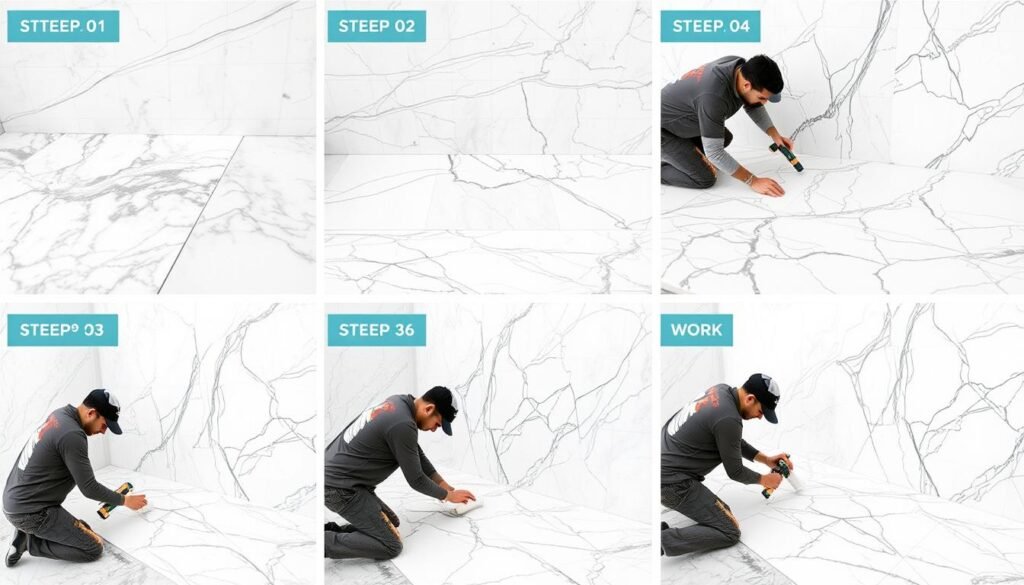 مراحل تركيب الرخام الاحترافي