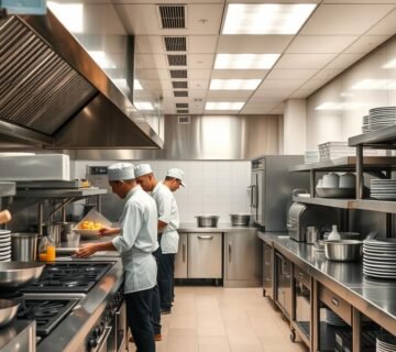 مطعم مجهز بشكل احترافي مع معدات تجهيز مطاعم حديثة