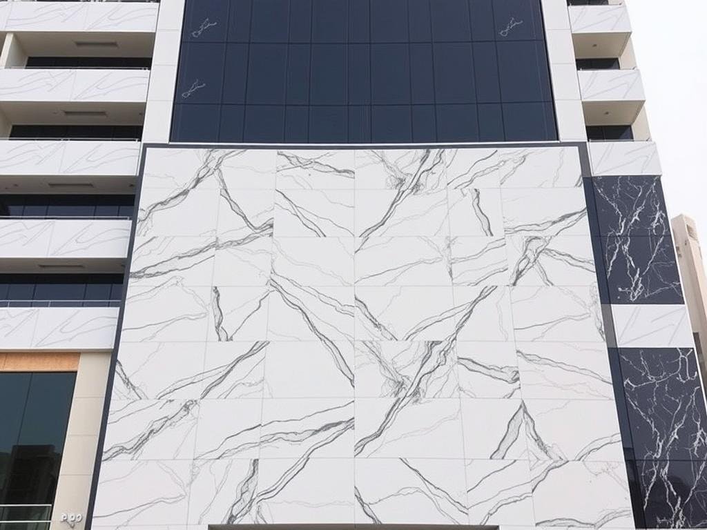 واجهة رخامية لمبنى تجاري من تنفيذ مقاول رخام محترف