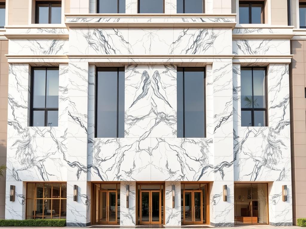 واجهة مبنى فاخرة مكسوة بالرخام الإيطالي الفاخر