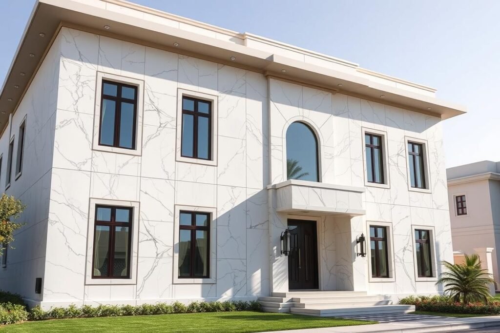 واجهة منزل فاخرة مكسوة بالرخام في الكويت