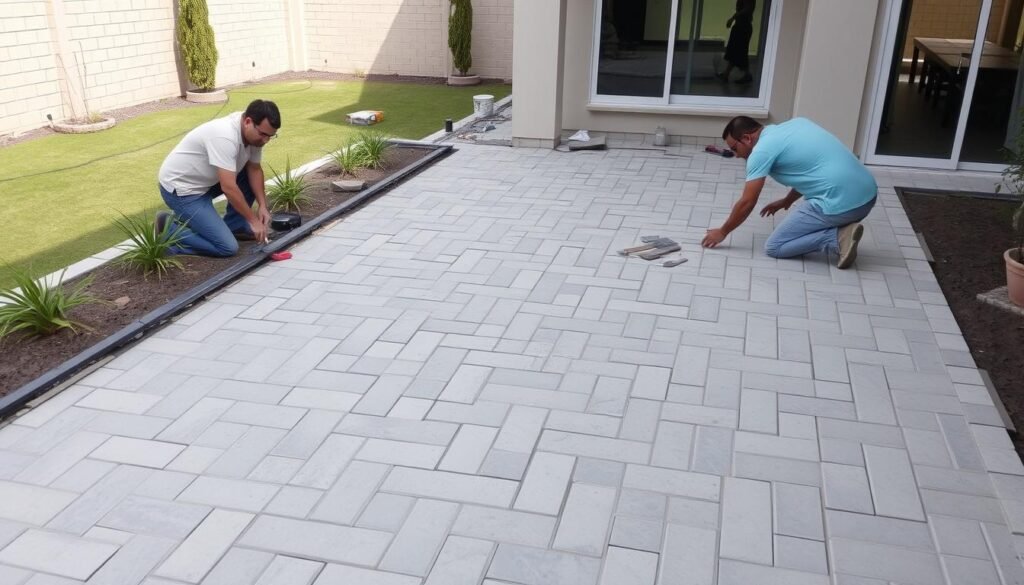 ترميم أرضيات خارجية في منطقة السلام