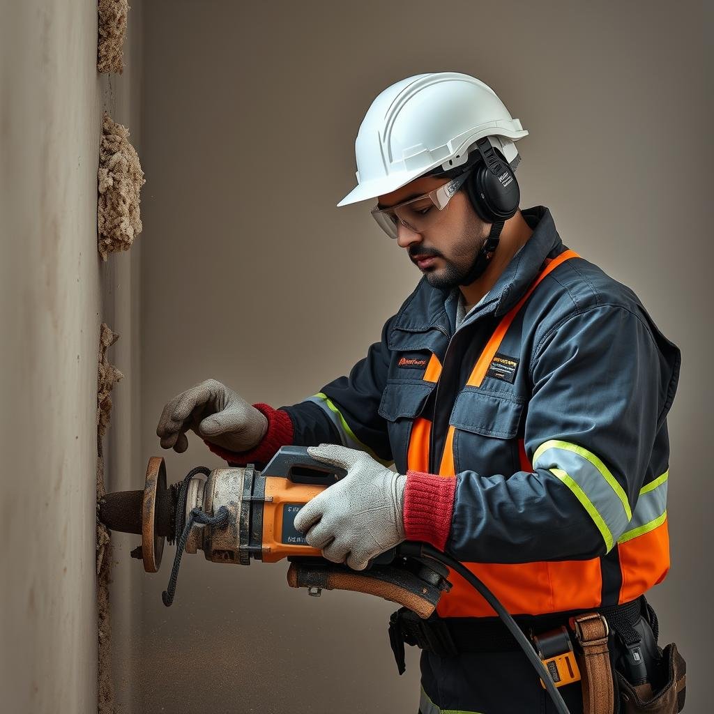 فني تكسير محترف في مشرف يستخدم معدات متطورة