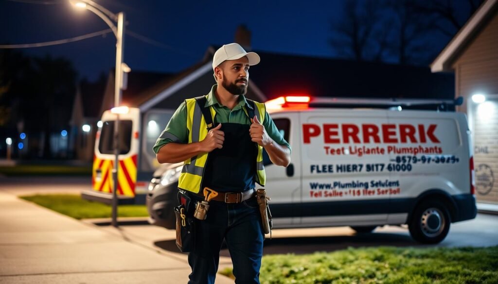 فني صحي الفنطاس يعمل في خدمة طوارئ ليلية