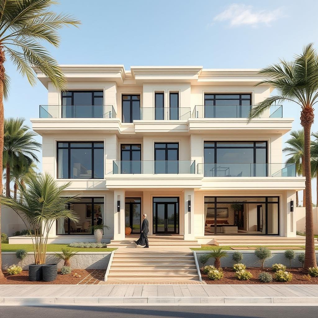 مقاول بناء فلل يعمل على تصميم فيلا فاخرة