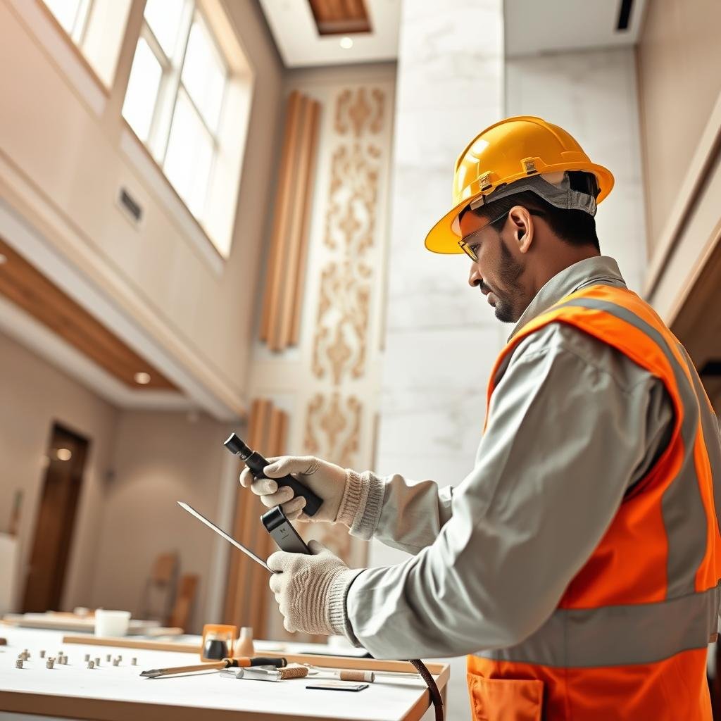 مقاول بناء وتشطيب يعمل في موقع بناء