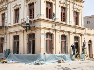 أعمال ترميم لمبنى قديم في الكويت