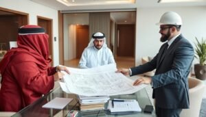 اجتماع مع مقاول في الكويت لمناقشة تفاصيل المشروع