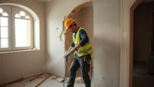 تكسير جدران في منزل بواسطة معلم تكسير وهدم محترف