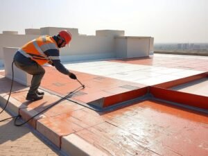 تنفيذ أعمال عزل مائي لسطح مبنى في الكويت