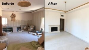 صورة قبل وبعد لمشروع تكسير وهدم نفذه معلم تكسير وهدم أبو عمار