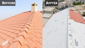 صورة لسطح منزل بعد الانتهاء من تركيب عازل جيتاروف بجودة عالية