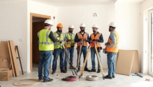 فريق عمل مقاول ترميمات العدان يعمل بانسجام في موقع الترميم فريق عمل مقاول ترميمات العدان يعمل بانسجام في موقع الترميم