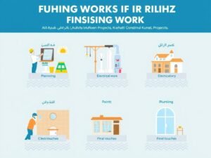 مخطط لمراحل التشطيب المختلفة التي ينفذها مقاول تشطيبات بالكويت