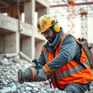 معلم تكسير وهدم محترف يستخدم معدات متطورة للتكسير بدقة عالية