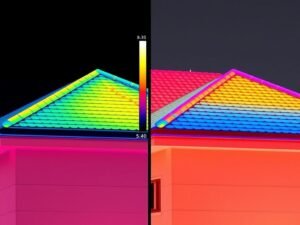 مقارنة بين سطح معزول وغير معزول بمادة جيتاروف توضح الفرق في درجة الحرارة