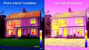 مقارنة بين مبنى معزول وغير معزول يظهر الفرق في كفاءة الطاقة مقارنة بين مبنى معزول وغير معزول يظهر الفرق في كفاءة الطاقة