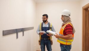 مقاول ترميمات العدان يقوم بفحص موقع العمل قبل البدء بالترميم مقاول ترميمات العدان يقوم بفحص موقع العمل قبل البدء بالترميم