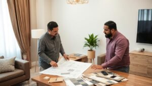 مقاول ترميمات صباح السالم يناقش خطة العمل مع العميل