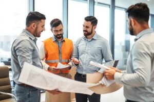 مقاول تشطيبات بالكويت يناقش المشروع مع العميل