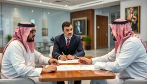 مقاولات عامة - اجتماع بين عميل ومقاول لمناقشة تفاصيل المشروع