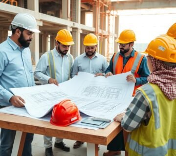 مقاولات عامة   فريق عمل يخطط لمشروع إنشائي