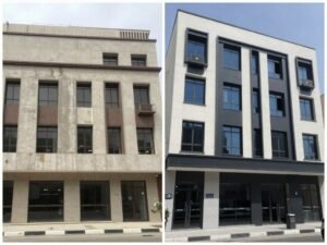 ترميم واجهة مبنى تجاري في الكويت