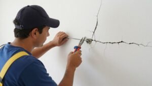 معالجة تشققات الجدران في مبنى بالكويت