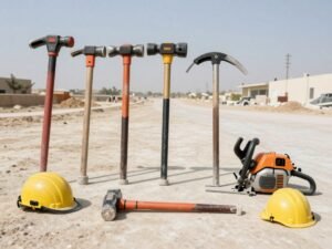 معدات وأدوات التكسير والهدم المستخدمة من قبل معلم تكسير وهدم