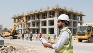 مقاول بناء يشرف على مشروع إنشائي في الكويت