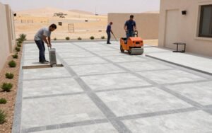 تركيب بلاط متداخل الكويت في ممر خارجي
