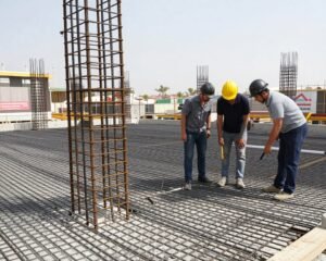 حديد التسليح قبل صب الخرسانة